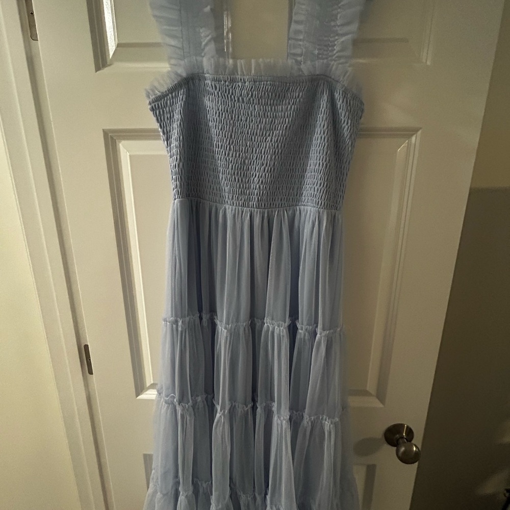 Listicle Light Blue Tiered Kids Dress